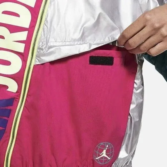 NEW Size L Womens Nike Pink/Silver Jordan Winter Utility Jacket C6497-674 logo